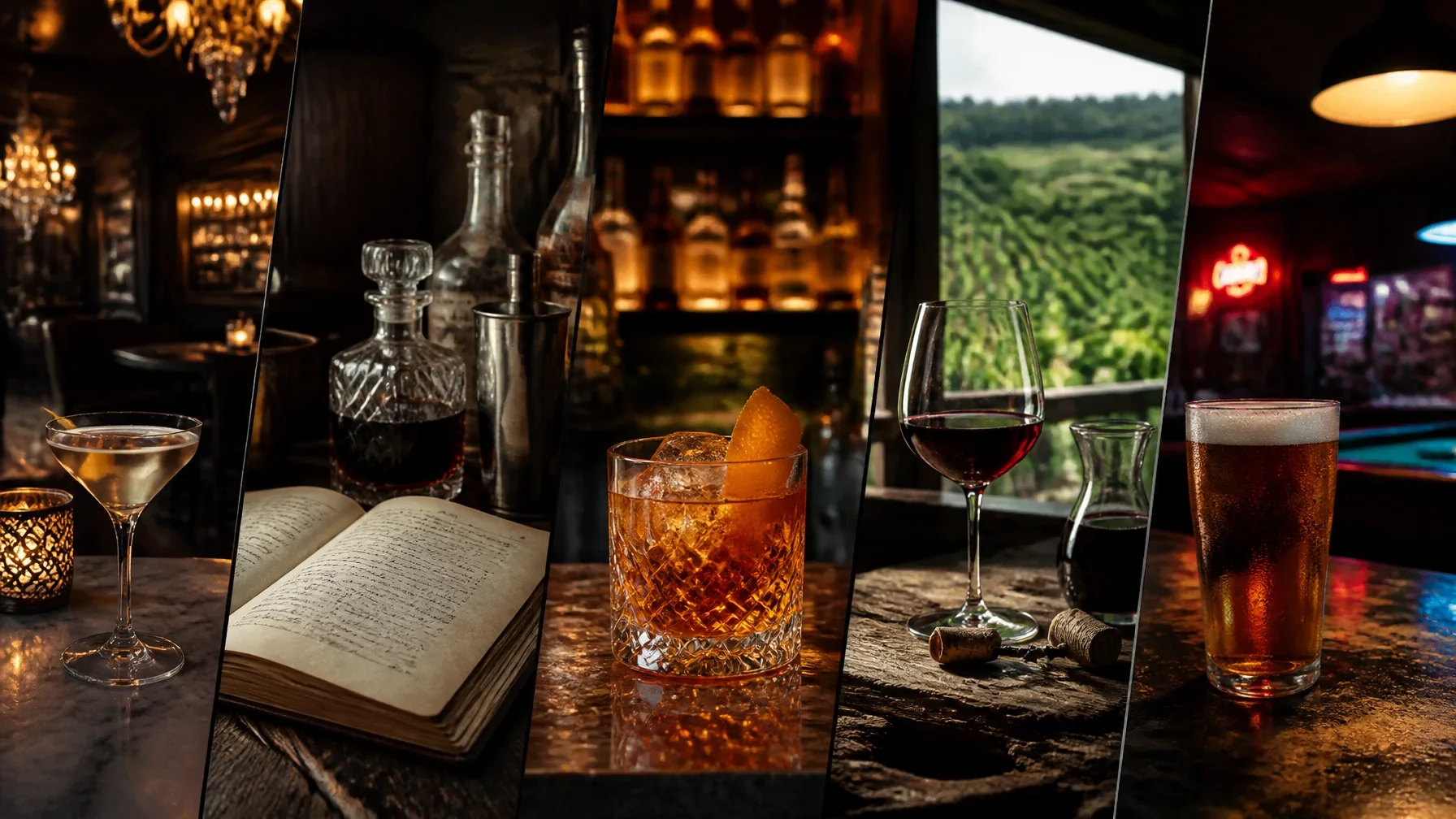 A cocktail in a warmly lit bar, ready to be considered